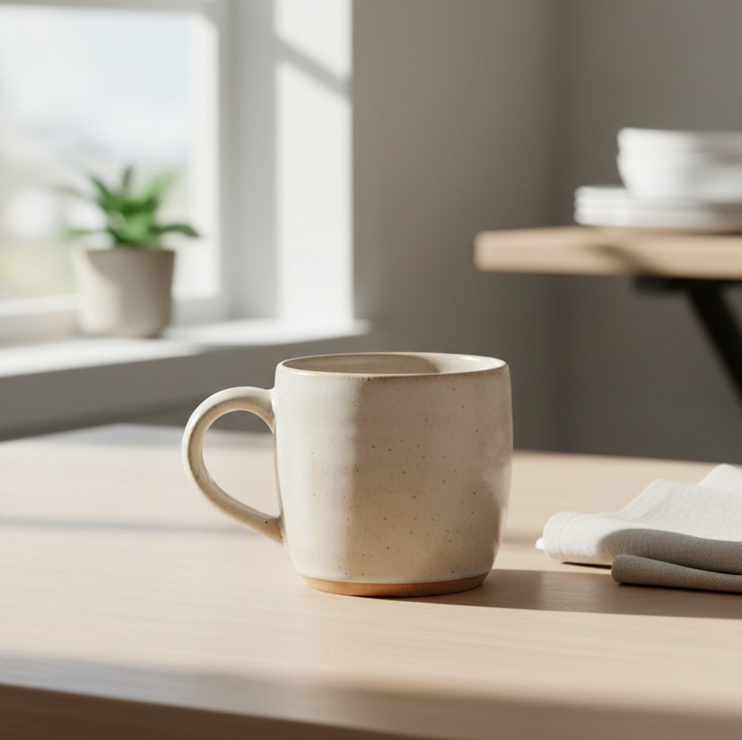 Hand-thrown ceramic coffee mugs set of two neutral tone