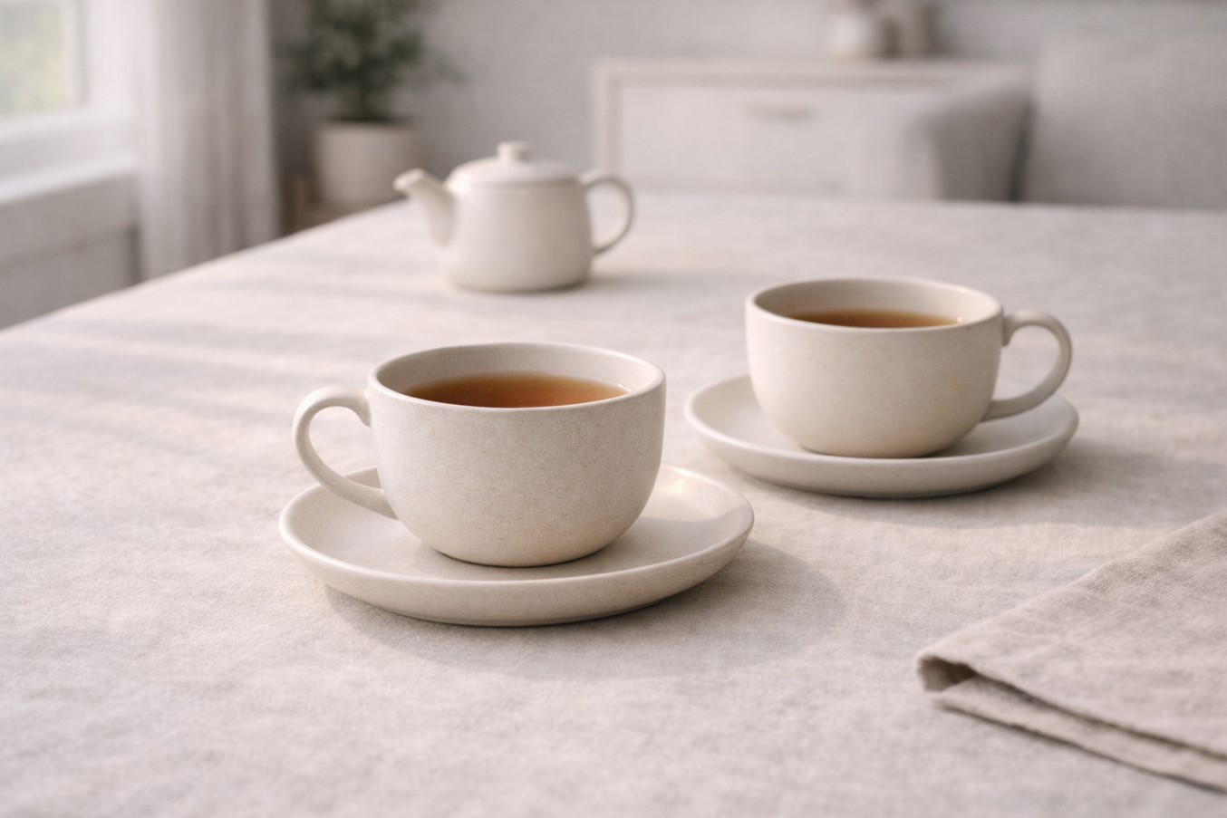 Tea Cups + Saucers (Set of 2)
