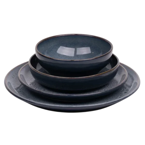Handmade Portuguese Stoneware Dinner Set – Blue & Aqua – 36 Pieces