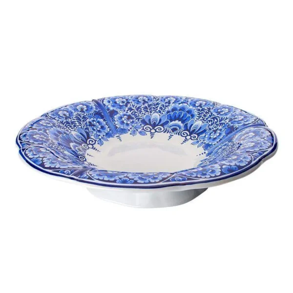 Hand-Painted Blue Floral Ceramic Decorative Centerpiece Bowl – 36 cm